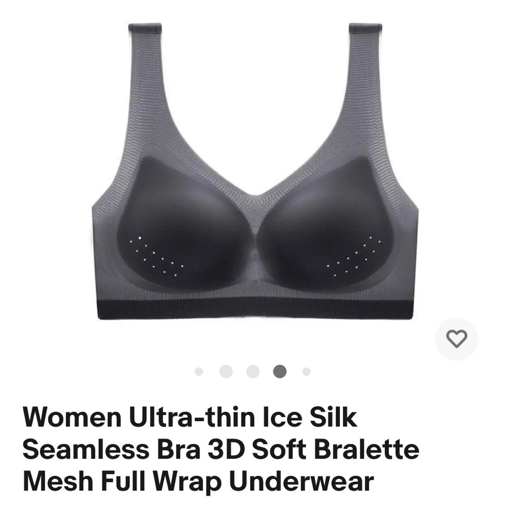 Women’s Ultra thin cooling for summer hot seamless Bra soft bralette BLACK x2 M